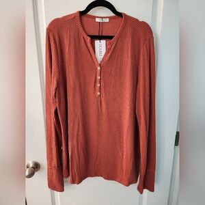 Rust Orange Ribbed Long Sleeve Top With Thumb Holes By Double Take Size  XL. NWT